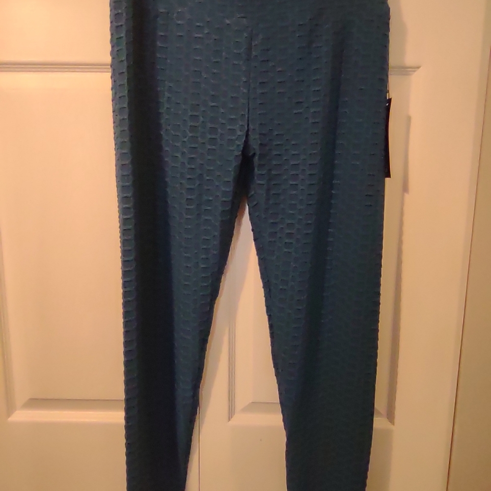 Leggings, Honeycomb Fabric, TEAL, NWT